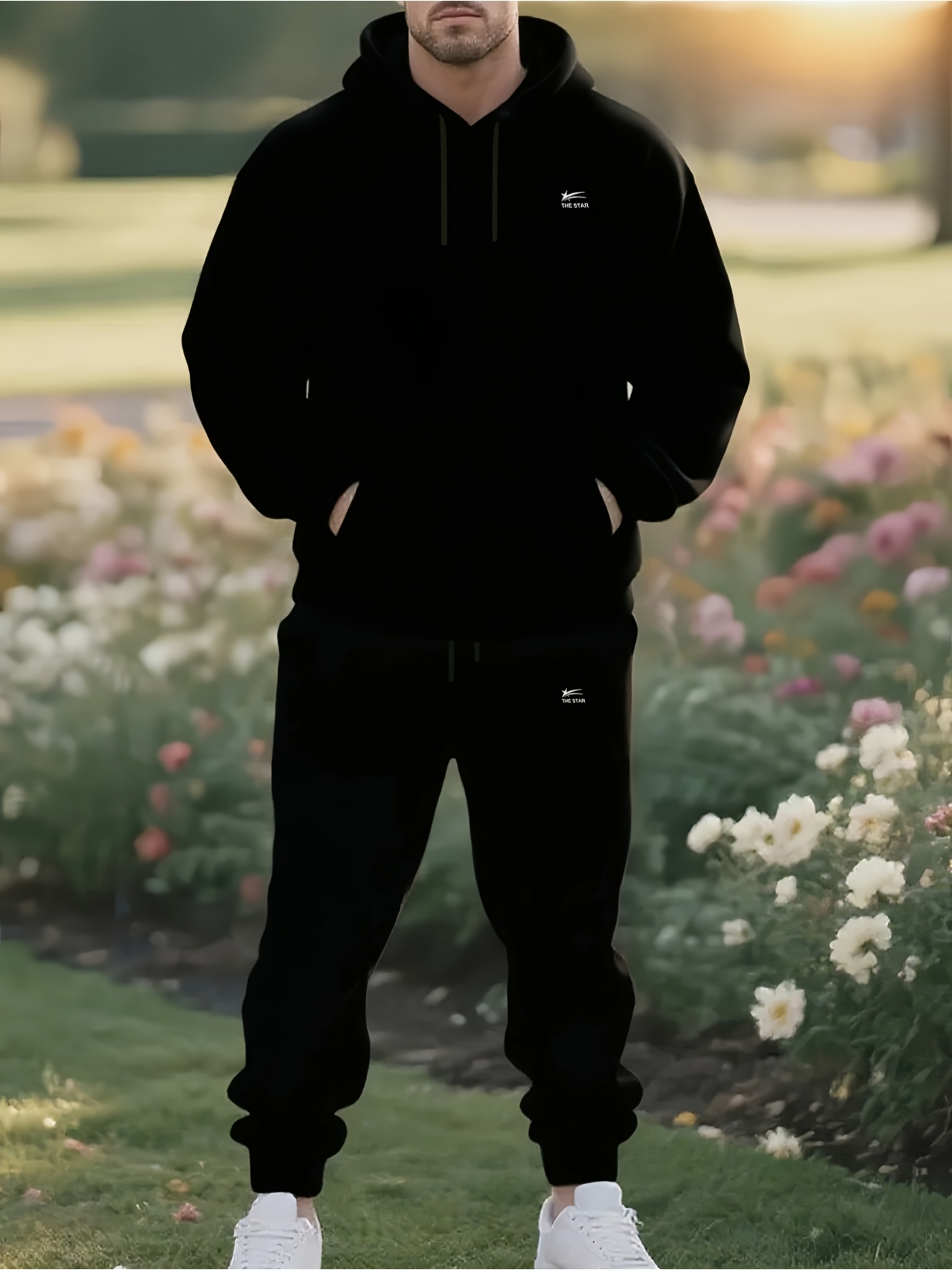 Street Fashion Guys - 2026 Men 2‑Pieces Tracksuit Black Hoodie