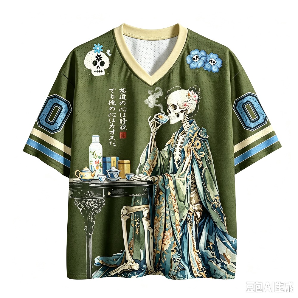 Street Fashion In Japanese - Japanese-style Retro Skull Tea-drinking 3D Print