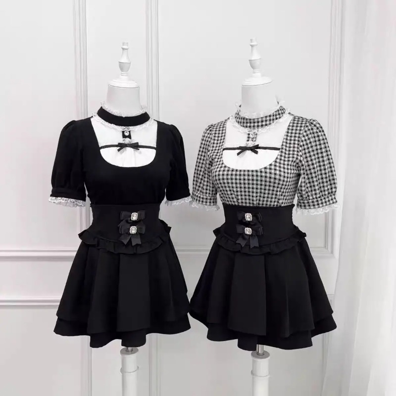 Gothic Sweet Ruffle Lace Plaid - огляд і ціна Street Fashion In Japanese