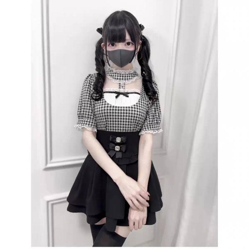Gothic Sweet Ruffle Lace Plaid - огляд і ціна Street Fashion In Japanese